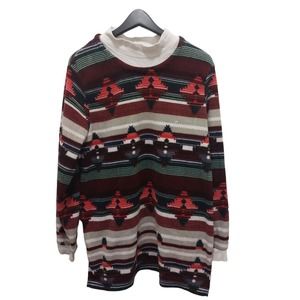 Vintage BLAIR Fleece Sweater Tribal Size L Aztec Pullover
